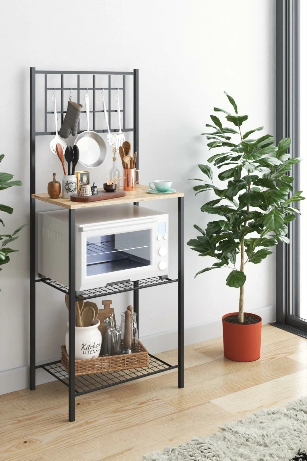 Ραφιέρα "NORA" από μέταλλο σε χρώμα σκούρο καρυδί 60x40x150