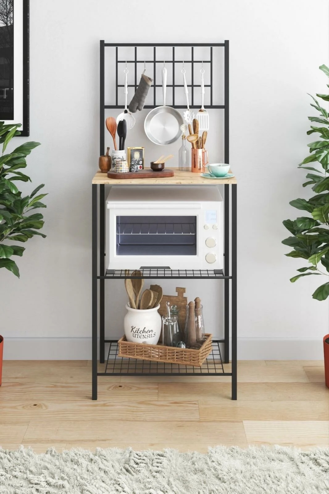 Ραφιέρα "NORA" από μέταλλο σε χρώμα σκούρο καρυδί 60x40x150 - Image 2