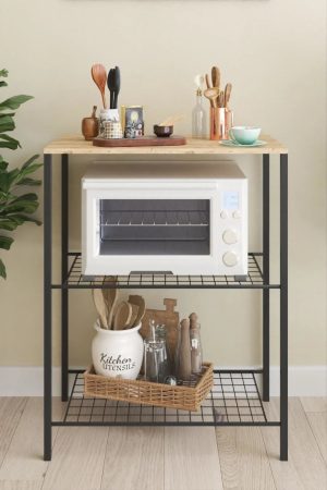 Ραφιέρα "ELENOR" από μέταλλο σε χρώμα σκούρο καρυδί 90x40x90