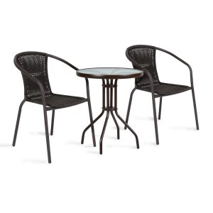 Σετ κήπου "STAR" 3 τμχ από μέταλλο/wicker σε χρώμα καφέ Φ60x70