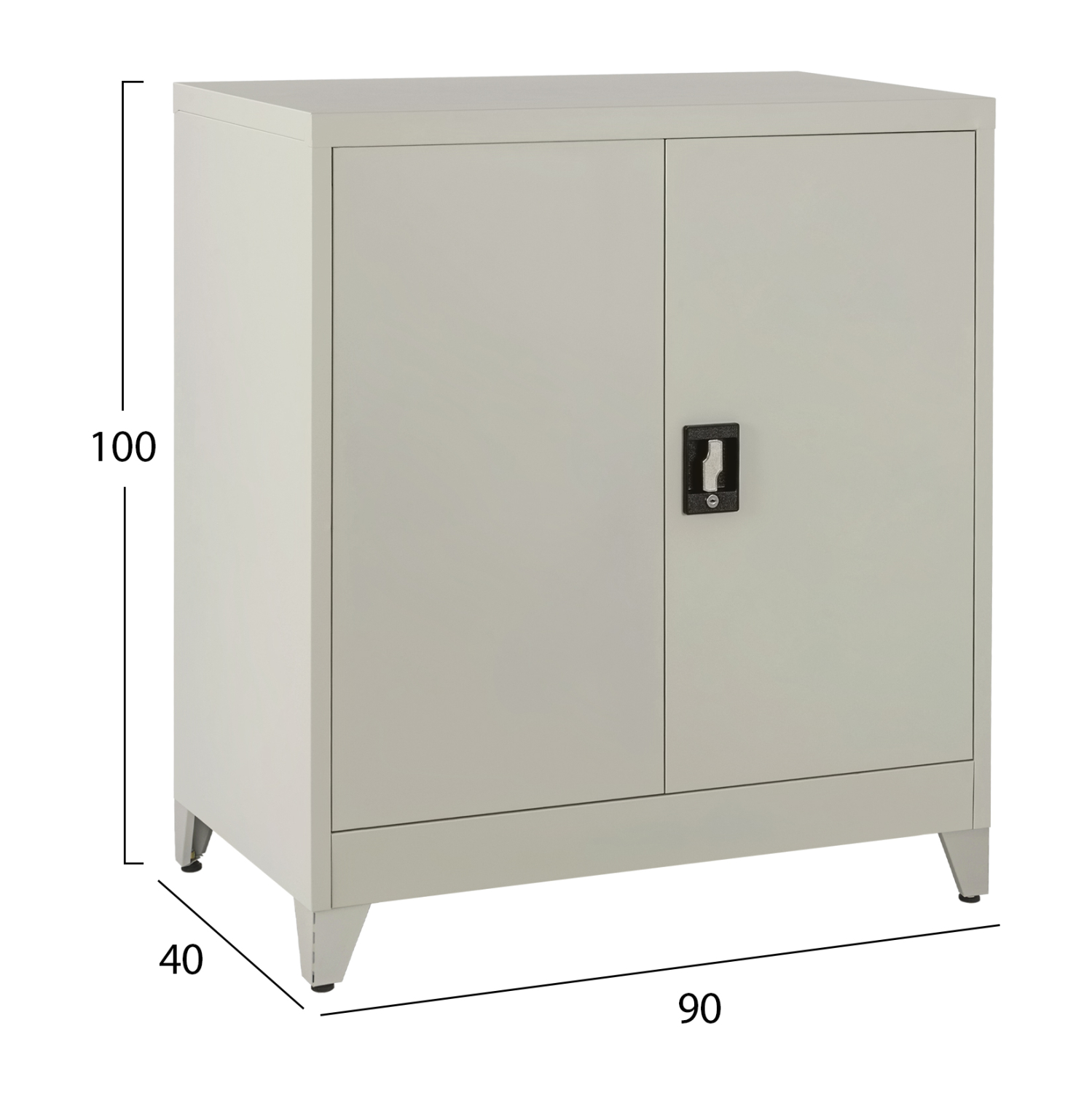 Μεταλλικό ντουλάπι Steel σε απόχρωση ανοιχτό γκρι 90x40x100 - Image 2