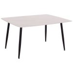 Τραπέζι Rav λευκό μαρμάρου sintered stone - μαύρο μέταλλο 140x80x75