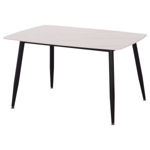 Τραπέζι Rav λευκό μαρμάρου sintered stone - μαύρο μέταλλο 120x70x75