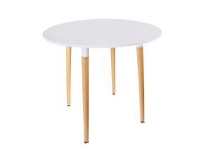 Τραπέζι Snow MDF λευκό και ξύλο οξιάς φυσικής απόχρωσης - Φ100x73εκ