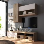 Σύνθετο σαλονιού Torania sonoma-λευκό 185x37x145εκ