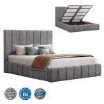 ΚΡΕΒΑΤΙ REMO ΜΕ ΑΠΟΘΗΚΕΥΤΙΚΟ ΧΩΡΟ ΥΦΑΣΜΑ TEDDY ΓΚΡΙ-ΓΙΑ ΣΤΡΩΜΑ 160x200εκ