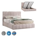 ΚΡΕΒΑΤΙ RAMON ΜΕ ΑΠΟΘ. ΧΩΡΟ ΥΦΑΣΜΑ TEDDY ΜΠΕΖ-ΓΙΑ ΣΤΡΩΜΑ 160x200εκ