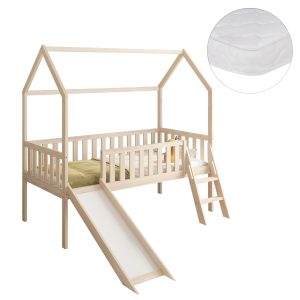 ΚΡΕΒΑΤΙ ΠΑΙΔΙΚΟ ΤΣΟΥΛΗΘΡΑ PHYLLIS ΠΕΥΚΟ ΣΕ ΦΥΣΙΚΟ--ΜΕ ΣΤΡΩΜΑ 90x190εκ