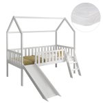 ΚΡΕΒΑΤΙ ΠΑΙΔΙΚΟ ΤΣΟΥΛΗΘΡΑ PHYLLIS ΠΕΥΚΟ ΣΕ ΛΕΥΚΟ--ΜΕ ΣΤΡΩΜΑ 90x190εκ