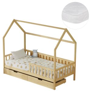 ΚΡΕΒΑΤΙ ΠΑΙΔΙΚΟ ΜΕ ΣΥΡΤΑΡΙΑ PHYLLIS ΞΥΛΟ ΠΕΥΚΟΥ ΦΥΣΙΚΟ--ΜΕ ΣΤΡΩΜΑ 90x190εκ