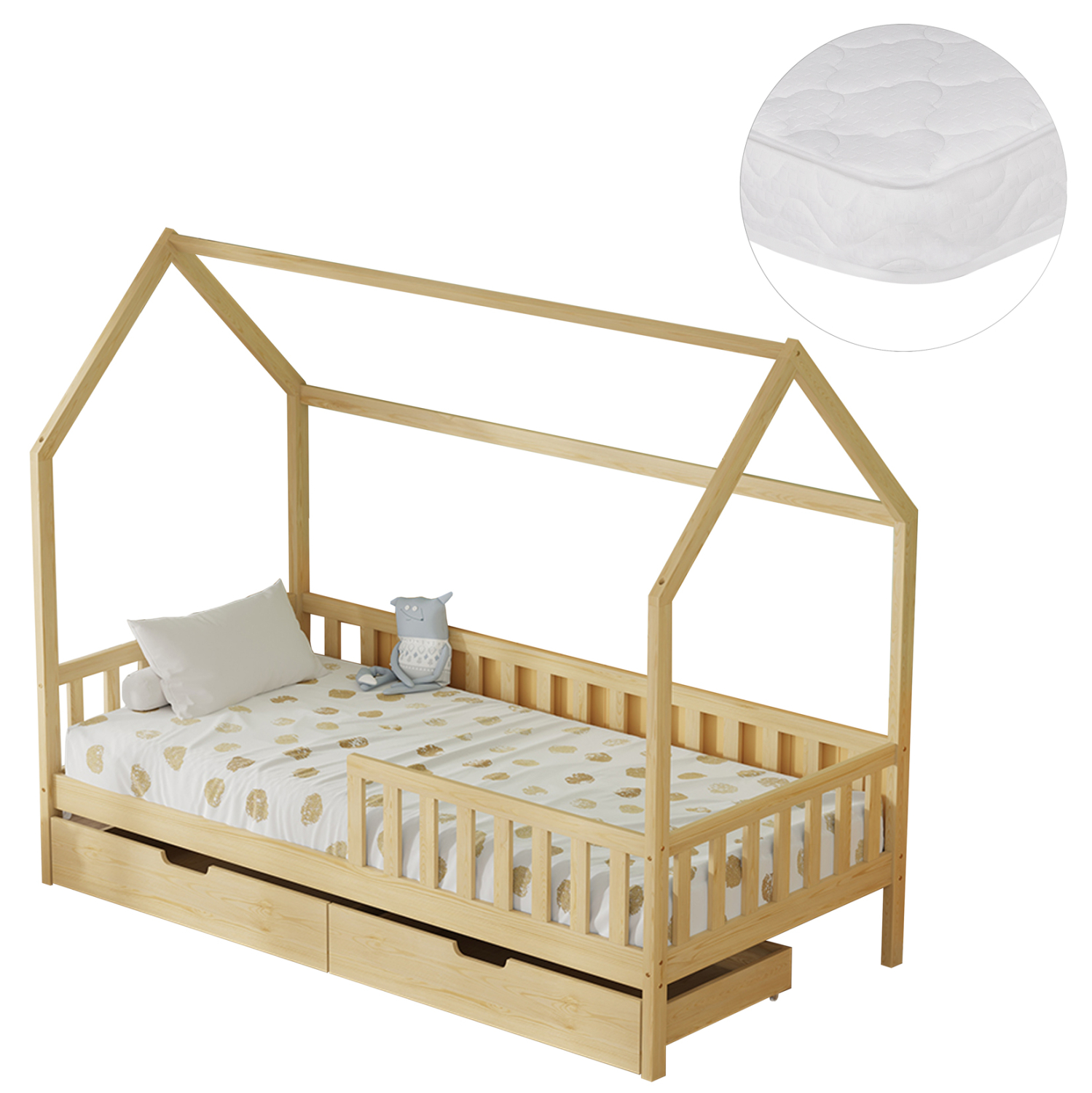 ΚΡΕΒΑΤΙ ΠΑΙΔΙΚΟ ΜΕ ΣΥΡΤΑΡΙΑ PHYLLIS ΞΥΛΟ ΠΕΥΚΟΥ ΦΥΣΙΚΟ--ΜΕ ΣΤΡΩΜΑ 90x190εκ