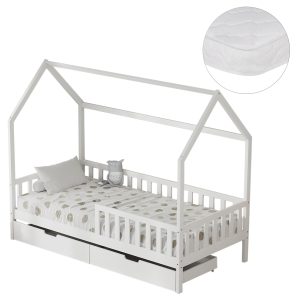 ΚΡΕΒΑΤΙ ΠΑΙΔΙΚΟ ΜΕ ΣΥΡΤΑΡΙΑ PHYLLIS ΞΥΛΟ ΠΕΥΚΟΥ ΛΕΥΚΟ--ΜΕ ΣΤΡΩΜΑ 90x190εκ