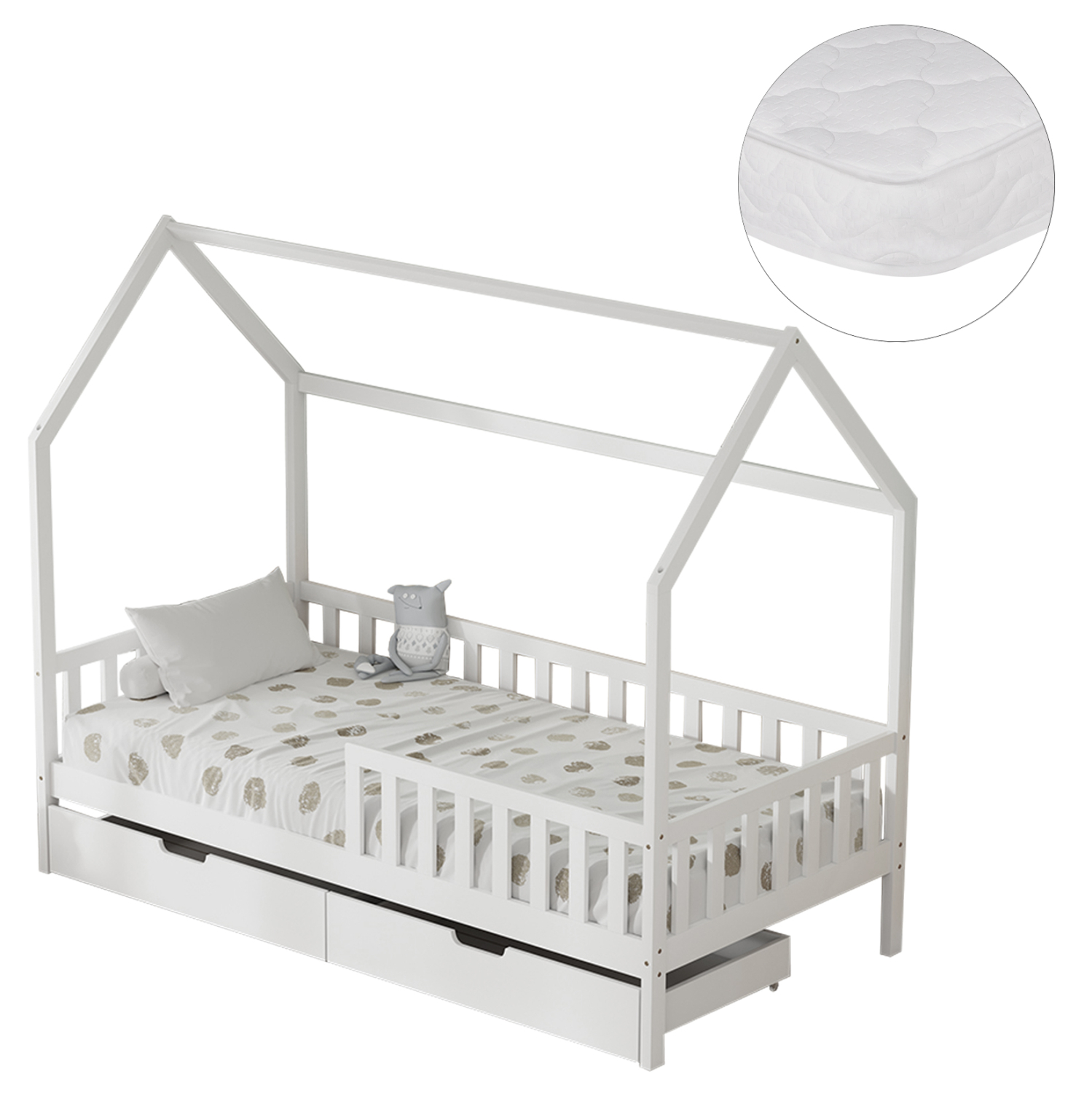 ΚΡΕΒΑΤΙ ΠΑΙΔΙΚΟ ΜΕ ΣΥΡΤΑΡΙΑ PHYLLIS ΞΥΛΟ ΠΕΥΚΟΥ ΛΕΥΚΟ--ΜΕ ΣΤΡΩΜΑ 90x190εκ