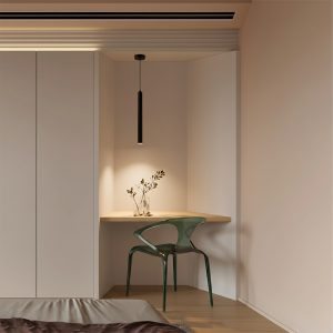 kelvo® CANAL KLV- Κρεμαστό Φωτιστικό Οροφής LED 7W 700lm 36° AC 220-240V IP20 Θερμό Λευκό 2700K - Bridgelux COB Chip & TÜV SÜD Driver - Μαύρο Ματ - Μ4 x Π4 x Υ40cm