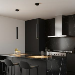 kelvo® CANAL KLV- Κρεμαστό Φωτιστικό Οροφής LED 7W 700lm 36° AC 220-240V IP20 Θερμό Λευκό 2700K - Bridgelux COB Chip & TÜV SÜD Driver - Μαύρο Ματ - Μ4 x Π4 x Υ30cm