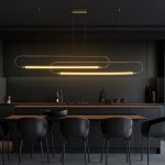 kelvo® GLOW KLV- Κρεμαστό Φωτιστικό Οροφής LED 28W 2800lm 360° AC 220-240V IP20 Ρυθμιζόμενο Λευκό CCT με Χειριστήριο από 2700K έως 6000K Dimmable - Lumileds SMD Chip - Χρυσό Πλατίνα - Μ167 x Π7 x Υ24cm