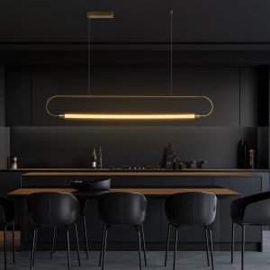 kelvo® GLOW KLV- Κρεμαστό Φωτιστικό Οροφής LED 15W 1500lm 360° AC 220-240V IP20 Ρυθμιζόμενο Λευκό CCT με Χειριστήριο από 2700K έως 6000K Dimmable - Lumileds SMD Chip - Χρυσό Πλατίνα - Μ120 x Π3 x Υ17cm