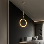 kelvo® GLOW KLV- Κρεμαστό Φωτιστικό Οροφής LED 18W 1800lm 360° AC 220-240V IP20 Ρυθμιζόμενο Λευκό CCT με On/Off 2700K/4500K/6000K - Lumileds SMD Chip - Χρυσό Πλατίνα - Μ30 x Π6 x Υ60cm