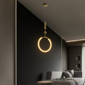 kelvo® GLOW KLV- Κρεμαστό Φωτιστικό Οροφής LED 18W 1800lm 360° AC 220-240V IP20 Ρυθμιζόμενο Λευκό CCT με On/Off 2700K/4500K/6000K - Lumileds SMD Chip - Χρυσό Πλατίνα - Μ30 x Π6 x Υ60cm