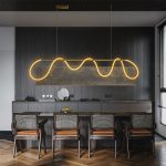 kelvo® GLOW KLV- Κρεμαστό Φωτιστικό Οροφής LED 45W 4500lm 360° AC 220-240V IP20 Ρυθμιζόμενο Λευκό CCT με Χειριστήριο από 2700K έως 6000K Dimmable - Lumileds SMD Chip - Χρυσό Πλατίνα - Μ180 x Π30 x Υ40cm