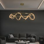 kelvo® GLOW KLV- Κρεμαστό Φωτιστικό Οροφής LED 100W 10000lm 360° AC 220-240V IP20 Ρυθμιζόμενο Λευκό CCT με Χειριστήριο από 2700K έως 6000K Dimmable - Lumileds SMD Chip - Χρυσό Πλατίνα - Μ150 x Π150 x Υ100cm