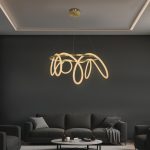 kelvo® GLOW KLV- Κρεμαστό Φωτιστικό Οροφής LED 69W 6900lm 360° AC 220-240V IP20 Ρυθμιζόμενο Λευκό CCT με Χειριστήριο από 2700K έως 6000K Dimmable - Lumileds SMD Chip - Χρυσό Πλατίνα - Μ100 x Π100 x Υ40cm