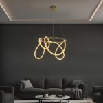 kelvo® GLOW KLV- Κρεμαστό Φωτιστικό Οροφής LED 58W 5800lm 360° AC 220-240V IP20 Ρυθμιζόμενο Λευκό CCT με Χειριστήριο από 2700K έως 6000K Dimmable - Lumileds SMD Chip - Χρυσό Πλατίνα - Μ80 x Π80 x Υ40cm