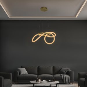 kelvo® GLOW KLV- Κρεμαστό Φωτιστικό Οροφής LED 30W 3000lm 360° AC 220-240V IP20 Ρυθμιζόμενο Λευκό CCT με Χειριστήριο από 2700K έως 6000K Dimmable - Lumileds SMD Chip - Χρυσό Πλατίνα - Μ40 x Π40 x Υ30cm