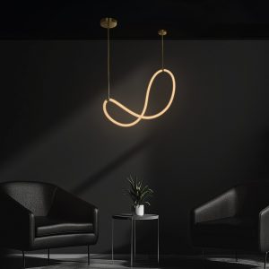 kelvo® GLOW KLV- Κρεμαστό Φωτιστικό Οροφής LED 34W 3400lm 360° AC 220-240V IP20 Ρυθμιζόμενο Λευκό CCT με Χειριστήριο από 2700K έως 6000K Dimmable - Lumileds SMD Chip - Χρυσό Πλατίνα - Μ20 x Π35 x Υ120cm