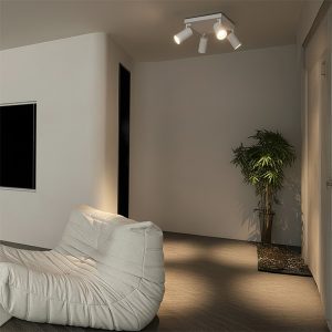 kelvo® SPOTA KLV- Κινούμενο Φωτιστικό Σποτ Οροφής για 4 Λάμπες MR16 με Ντουί GU10 AC 220-240V IP20 - Λευκό Ματ - Μ26 x Π26 x Υ14cm