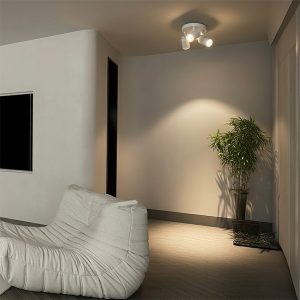 kelvo® SPOTA KLV- Κινούμενο Φωτιστικό Σποτ Οροφής για 3 Λάμπες MR16 με Ντουί GU10 AC 220-240V IP20 - Λευκό Ματ - Μ19 x Π19 x Υ14cm