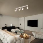 kelvo® SPOTA KLV- Κινούμενο Φωτιστικό Σποτ Οροφής για 4 Λάμπες MR16 με Ντουί GU10 AC 220-240V IP20 - Λευκό Ματ - Μ64 x Π6 x Υ14cm