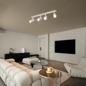 kelvo® SPOTA KLV- Κινούμενο Φωτιστικό Σποτ Οροφής για 4 Λάμπες MR16 με Ντουί GU10 AC 220-240V IP20 - Λευκό Ματ - Μ64 x Π6 x Υ14cm