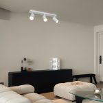 kelvo® SPOTA KLV- Κινούμενο Φωτιστικό Σποτ Οροφής για 3 Λάμπες MR16 με Ντουί GU10 AC 220-240V IP20 - Λευκό Ματ - Μ48 x Π6.2 x Υ14cm