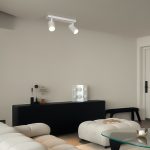 kelvo® SPOTA KLV- Κινούμενο Φωτιστικό Σποτ Οροφής για 2 Λάμπες MR16 με Ντουί GU10 AC 220-240V IP20 - Λευκό Ματ - Μ30 x Π6 x Υ14.5cm