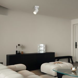 kelvo® SPOTA KLV- Κινούμενο Φωτιστικό Σποτ Οροφής για Λάμπα MR16 με Ντουί GU10 AC 220-240V IP20 - Λευκό Ματ - Μ7 x Π6 x Υ14cm