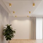 kelvo® AKIRA KLV- Κινούμενο Φωτιστικό Downlight Σποτ για Λάμπα MR16 με Ντουί GU10 AC 220-240V IP20 - Χρυσό Βούρτσας - Μ8 x Π8 x Υ10cm