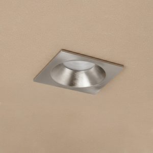 kelvo® EPSILON KLV- Χωνευτό Φωτιστικό Downlight Σποτ Μπάνιου για Λάμπα MR16 με Ντουί GU10 AC 220-240V Αδιάβροχο IP65 - Νίκελ Βούρτσας - Μ8.5 x Π8.5 x Υ4.4cm / Q7.5cm x 7.5cm