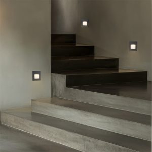 kelvo® STEPART KLV- Χωνευτό Φωτιστικό Σκαλοπατιού / Διαδρόμου LED 3W 375lm 45° AC 220-240V Αδιάβροχο IP65 Θερμό Λευκό 2700K - Lumileds SMD Chip & TÜV SÜD Driver - Γκρι Ανθρακί Ματ - Μ8.5 x Π5 x Υ8.5cm / Q6.7 x 6.7cm