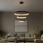 kelvo® NEMESIS KLV- Κρεμαστό Φωτιστικό Οροφής LED 100W 10000lm 180° AC 220-240V IP20 Ρυθμιζόμενο Λευκό CCT με Χειριστήριο από 2700K έως 6000K Dimmable - Lumileds SMD Chip - Μαύρο Ματ - Μ60 x Π60 x Υ60cm