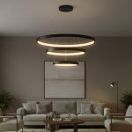 kelvo® NEMESIS KLV- Κρεμαστό Φωτιστικό Οροφής LED 120W 12000lm 180° AC 220-240V IP20 Ρυθμιζόμενο Λευκό CCT με Χειριστήριο από 2700K έως 6000K Dimmable - Lumileds SMD Chip - Μαύρο Ματ - Μ80 x Π80 x Υ80cm