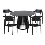 ΣΕΤ ΤΡΑΠΕΖΑΡΙΑΣ 5ΤΜΧ OSLO ΣΤΡΟΓΓΥΛΟ ΤΡΑΠΕΖΙ Φ120εκ. & 4 ΚΑΡΕΚΛΕΣ-ΜΑΥΡΟ