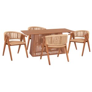 ΣΕΤ ΤΡΑΠΕΖΑΡΙΑΣ 5ΤΜΧ BRANN ΟΡΘΟΓΩΝΙΟ ΤΡΑΠΕΖΙ & 4 ΚΑΡΕΚΛΕΣ