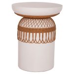 ΒΟΗΘΗΤΙΚΟ ΤΡΑΠΕΖΙ PRILEP FIBER CEMENT ΛΕΥΚΟ & RATTAN--Φ60x76,5Υεκ