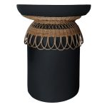 ΒΟΗΘΗΤΙΚΟ ΤΡΑΠΕΖΙ PRILEP FIBER CEMENT ΜΑΥΡΟ & RATTAN--Φ60x76,5Υεκ