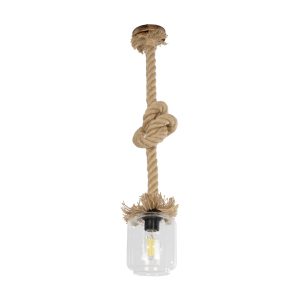 JAM Vintage Κρεμαστό Φωτιστικό Οροφής με Ντουί 1 x E27 AC 220-240V IP20 - Διάφανο & Μπεζ - Μ13 x Π13 x Υ125cm