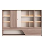 ΒΙΒΛΙΟΘΗΚΗ ΣΕΙΡΑ SUPERON ΜΕΛΑΜΙΝΗ ΜΠΕΖ & ΦΥΣΙΚΟ--LED ΦΩΤΙΣΜΟΣ 300x40x200Υεκ