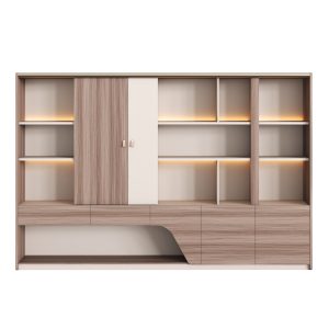 ΒΙΒΛΙΟΘΗΚΗ ΣΕΙΡΑ SUPERON ΜΕΛΑΜΙΝΗ ΜΠΕΖ & ΦΥΣΙΚΟ--LED ΦΩΤΙΣΜΟΣ 300x40x200Υεκ