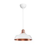 LOAN Μοντέρνο Κρεμαστό Φωτιστικό Οροφής με Ντουί 1 x E27 AC 220-240V IP20 - Λευκό & Μπρονζέ - Μ25.5 x Π25.5 x Υ17cm