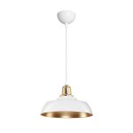 LOAN Μοντέρνο Κρεμαστό Φωτιστικό Οροφής με Ντουί 1 x E27 AC 220-240V IP20 - Λευκό & Χρυσό - Μ25.5 x Π25.5 x Υ17cm